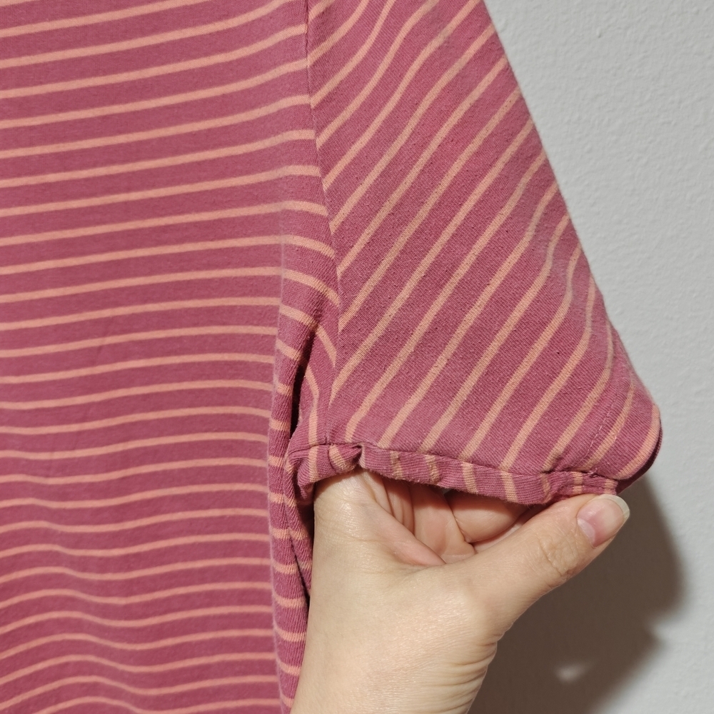 Vintage Stussy Shirt Men's Medium Striped Salmon Pink 100% Cotton - Picture 6 of 7